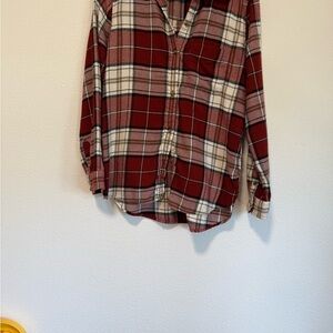 American Eagle Outfitters Burgundy and White Checkered Shirt